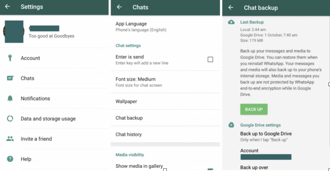 Configurer et créer des sauvegardes dans WhatsApp